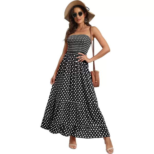 GRECERELLE Women's Summer Strapless Long Maxi Dress Casual Tube Dress Floral Beach Dress