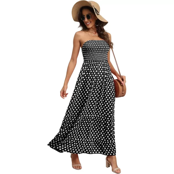 GRECERELLE Women's Summer Strapless Long Maxi Dress Casual Tube Dress Floral Beach Dress