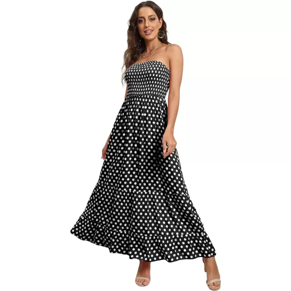 GRECERELLE Women's Summer Strapless Long Maxi Dress Casual Tube Dress Floral Beach Dress