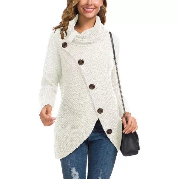 GRECERELLE Womens Turtleneck Sweaters 2024 Fall Chunky Long Sleeve Asymmetric Knit Pullover Sweaters