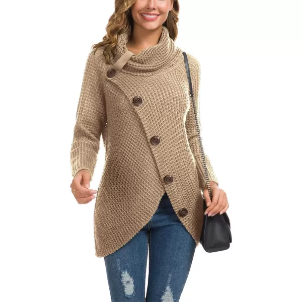 GRECERELLE Womens Turtleneck Sweaters 2024 Fall Chunky Long Sleeve Asymmetric Knit Pullover Sweaters