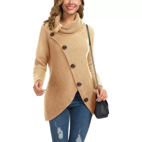 GRECERELLE Womens Turtleneck Sweaters 2024 Fall Chunky Long Sleeve Asymmetric Knit Pullover Sweaters