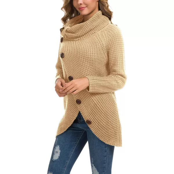 GRECERELLE Womens Turtleneck Sweaters 2024 Fall Chunky Long Sleeve Asymmetric Knit Pullover Sweaters