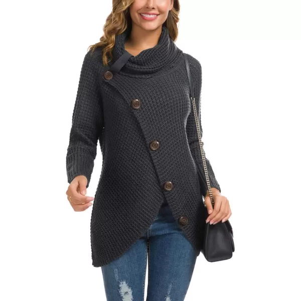 GRECERELLE Womens Turtleneck Sweaters 2024 Fall Chunky Long Sleeve Asymmetric Knit Pullover Sweaters