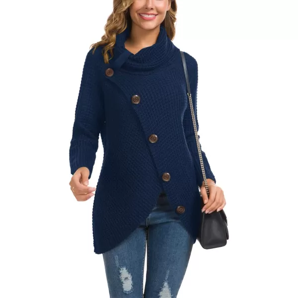 GRECERELLE Womens Turtleneck Sweaters 2024 Fall Chunky Long Sleeve Asymmetric Knit Pullover Sweaters