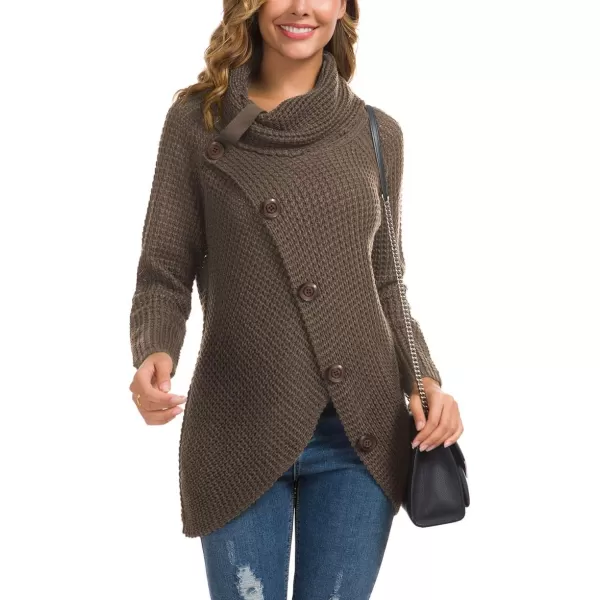 GRECERELLE Womens Turtleneck Sweaters 2024 Fall Chunky Long Sleeve Asymmetric Knit Pullover Sweaters