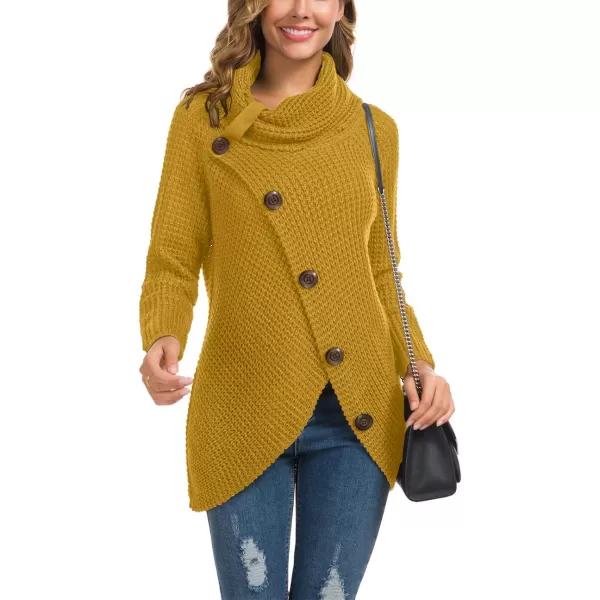 GRECERELLE Womens Turtleneck Sweaters 2024 Fall Chunky Long Sleeve Asymmetric Knit Pullover Sweaters