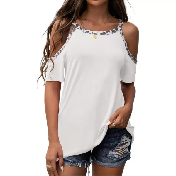 GRECERELLE 2024 Womens Summer T Shirts Short Sleeve Tunic Strappy Cold Shoulder Tops
