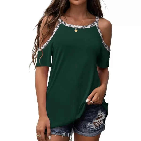 GRECERELLE 2024 Womens Summer T Shirts Short Sleeve Tunic Strappy Cold Shoulder Tops