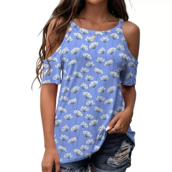 GRECERELLE 2024 Womens Summer T Shirts Short Sleeve Tunic Strappy Cold Shoulder Tops