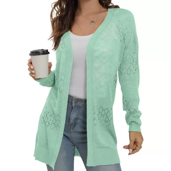 GRECERELLE Women Cardigan Sweaters Lightweight Crochet Long Sleeve Loose Soft Drape Open Front Cardigans Boho Beach Coverups