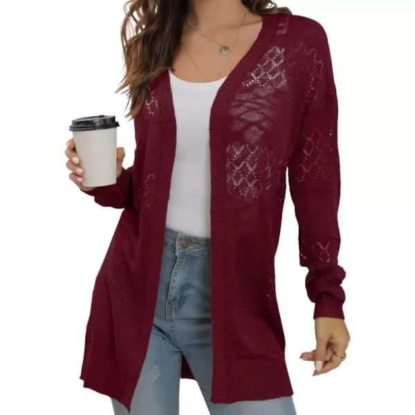 GRECERELLE Women Cardigan Sweaters Lightweight Crochet Long Sleeve Loose Soft Drape Open Front Cardigans Boho Beach Coverups