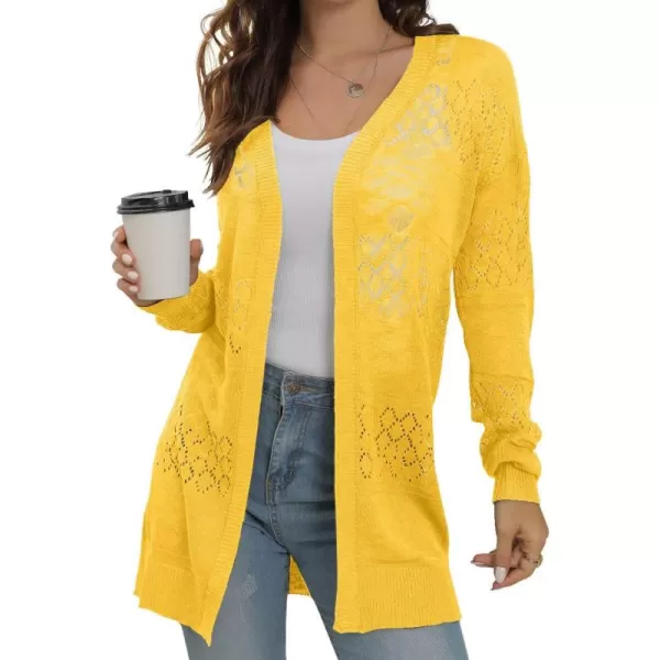 GRECERELLE Women Cardigan Sweaters Lightweight Crochet Long Sleeve Loose Soft Drape Open Front Cardigans Boho Beach Coverups