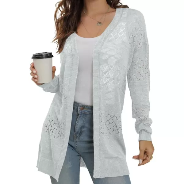 GRECERELLE Women Cardigan Sweaters Lightweight Crochet Long Sleeve Loose Soft Drape Open Front Cardigans Boho Beach Coverups