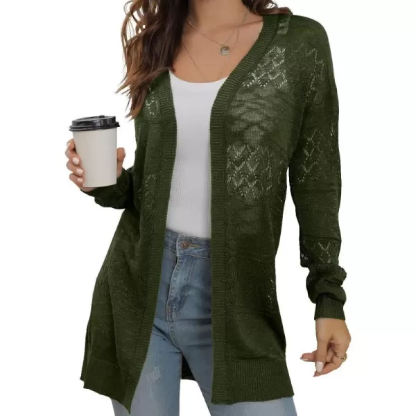 GRECERELLE Women Cardigan Sweaters Lightweight Crochet Long Sleeve Loose Soft Drape Open Front Cardigans Boho Beach Coverups