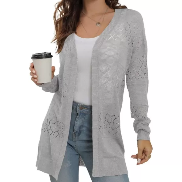 GRECERELLE Women Cardigan Sweaters Lightweight Crochet Long Sleeve Loose Soft Drape Open Front Cardigans Boho Beach Coverups