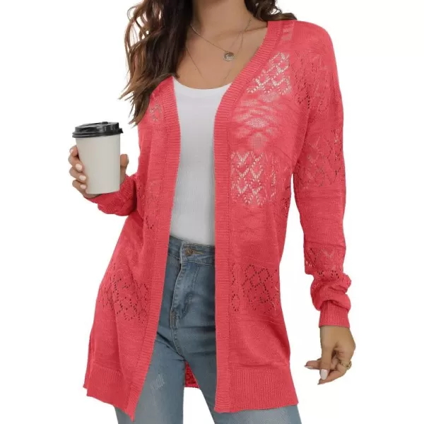 GRECERELLE Women Cardigan Sweaters Lightweight Crochet Long Sleeve Loose Soft Drape Open Front Cardigans Boho Beach Coverups