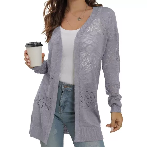 GRECERELLE Women Cardigan Sweaters Lightweight Crochet Long Sleeve Loose Soft Drape Open Front Cardigans Boho Beach Coverups