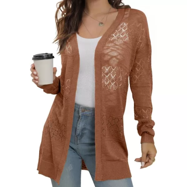 GRECERELLE Women Cardigan Sweaters Lightweight Crochet Long Sleeve Loose Soft Drape Open Front Cardigans Boho Beach Coverups