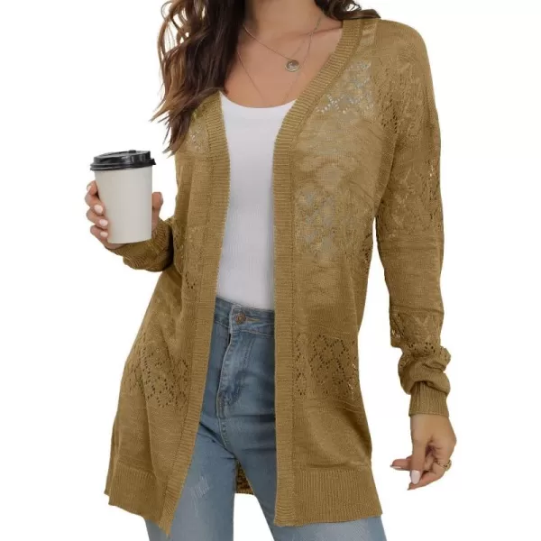 GRECERELLE Women Cardigan Sweaters Lightweight Crochet Long Sleeve Loose Soft Drape Open Front Cardigans Boho Beach Coverups