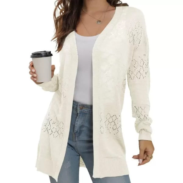 GRECERELLE Women Cardigan Sweaters Lightweight Crochet Long Sleeve Loose Soft Drape Open Front Cardigans Boho Beach Coverups