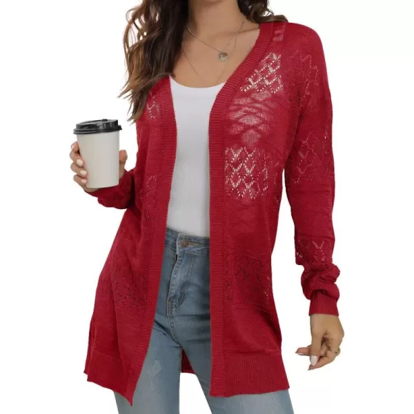 GRECERELLE Women Cardigan Sweaters Lightweight Crochet Long Sleeve Loose Soft Drape Open Front Cardigans Boho Beach Coverups