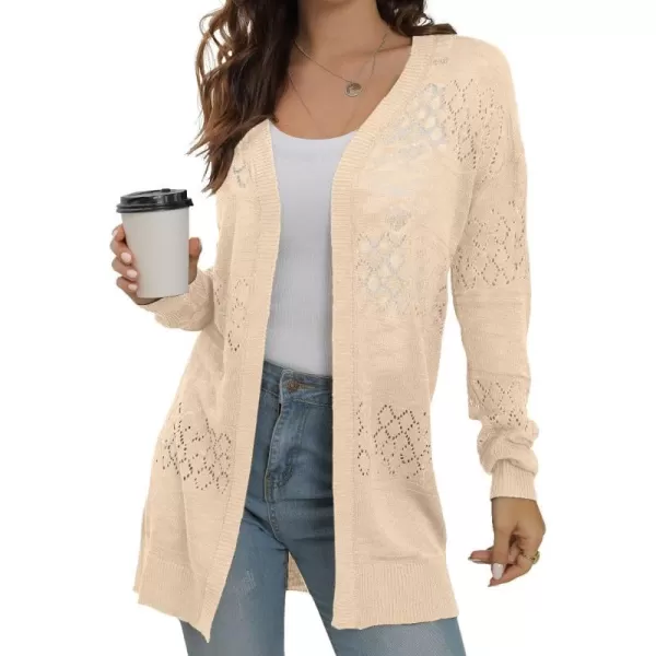 GRECERELLE Women Cardigan Sweaters Lightweight Crochet Long Sleeve Loose Soft Drape Open Front Cardigans Boho Beach Coverups