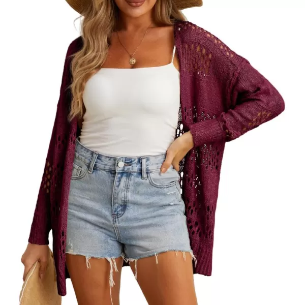 GRECERELLE Womens 2024 Summer Crochet Cardigan Sweaters Long Sleeve Boho Oversized Open Front Outwear
