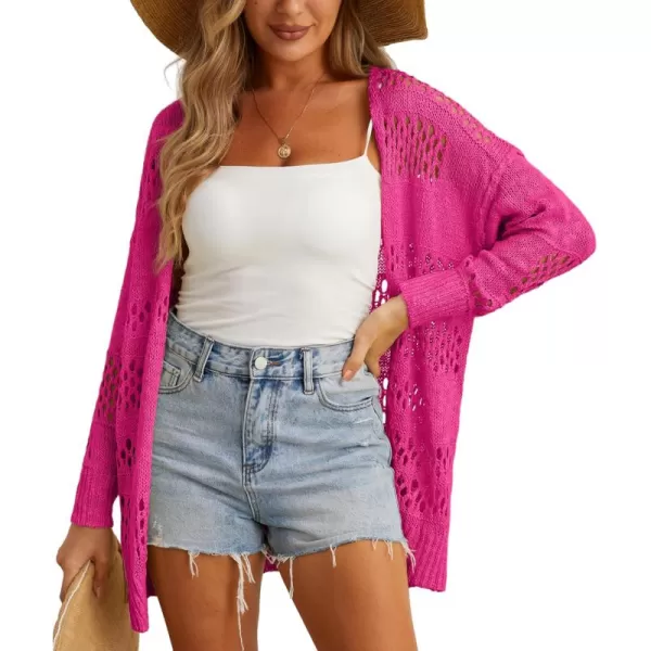 GRECERELLE Womens 2024 Summer Crochet Cardigan Sweaters Long Sleeve Boho Oversized Open Front Outwear