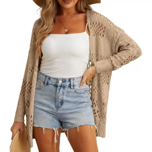 GRECERELLE Womens 2024 Summer Crochet Cardigan Sweaters Long Sleeve Boho Oversized Open Front Outwear