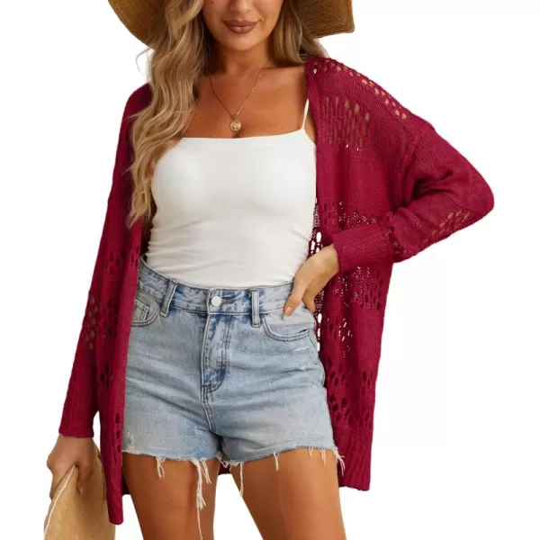 GRECERELLE Womens 2024 Summer Crochet Cardigan Sweaters Long Sleeve Boho Oversized Open Front Outwear