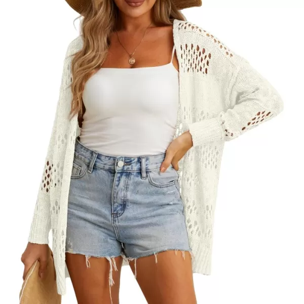 GRECERELLE Womens 2024 Summer Crochet Cardigan Sweaters Long Sleeve Boho Oversized Open Front Outwear
