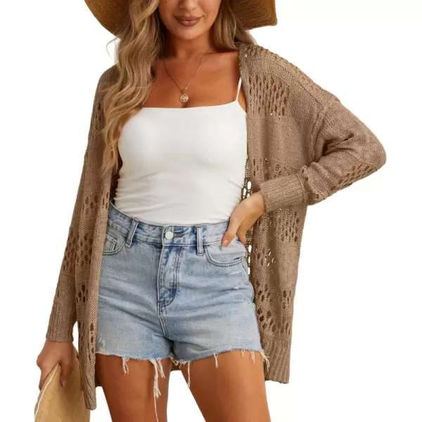 GRECERELLE Womens 2024 Summer Crochet Cardigan Sweaters Long Sleeve Boho Oversized Open Front Outwear