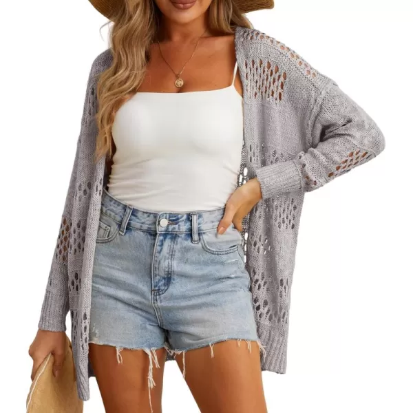 GRECERELLE Womens 2024 Summer Crochet Cardigan Sweaters Long Sleeve Boho Oversized Open Front Outwear