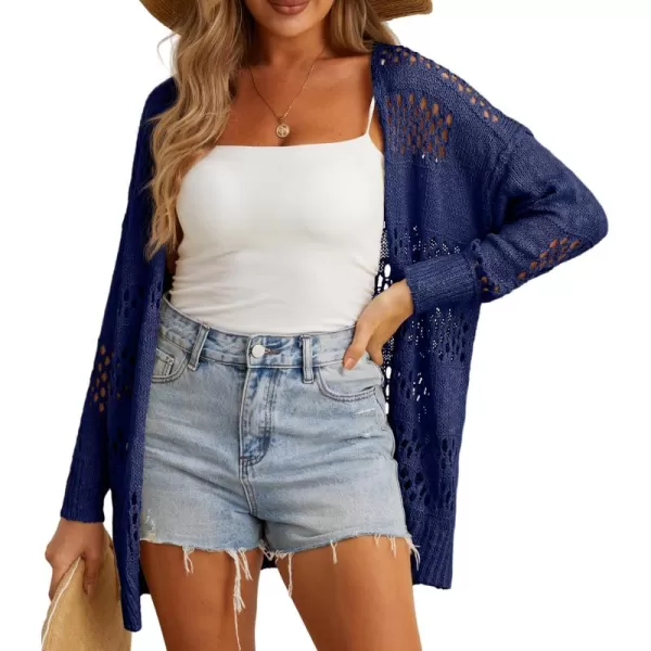 GRECERELLE Womens 2024 Summer Crochet Cardigan Sweaters Long Sleeve Boho Oversized Open Front Outwear