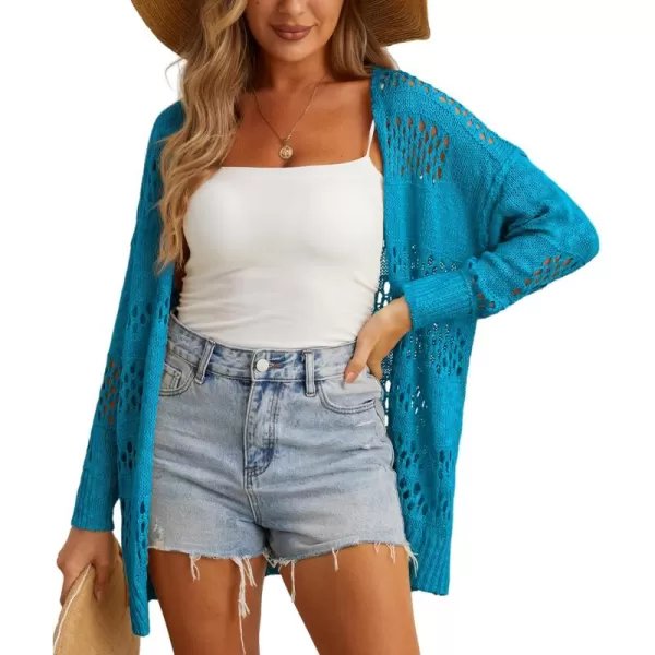 GRECERELLE Womens 2024 Summer Crochet Cardigan Sweaters Long Sleeve Boho Oversized Open Front Outwear