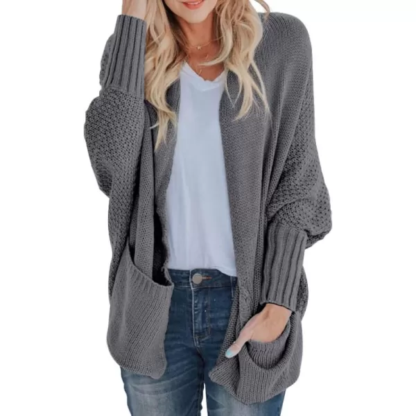 GRECERELLE Womens Batwing Sleeve Loose Open Front Casual Cardigan Long Sleeve Oversized Shawl Collar Sweater with Pockets
