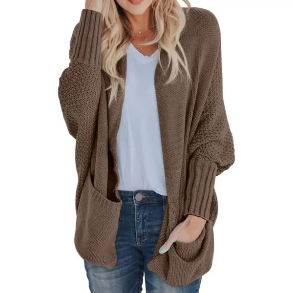 GRECERELLE Womens Batwing Sleeve Loose Open Front Casual Cardigan Long Sleeve Oversized Shawl Collar Sweater with Pockets