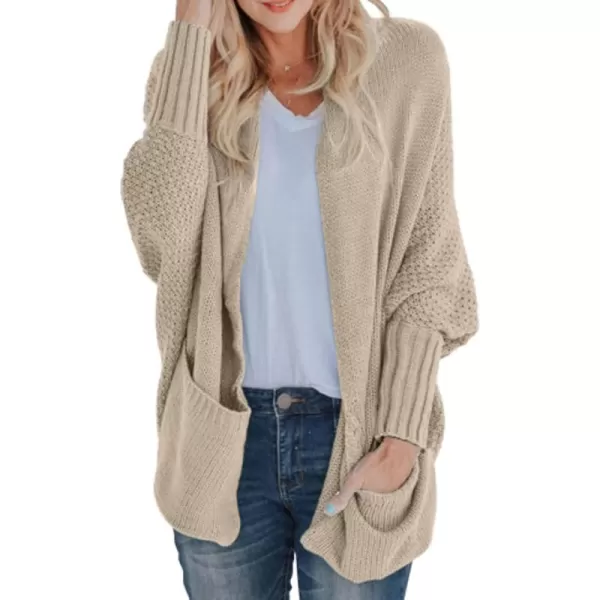GRECERELLE Womens Batwing Sleeve Loose Open Front Casual Cardigan Long Sleeve Oversized Shawl Collar Sweater with Pockets