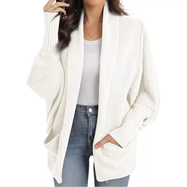 GRECERELLE Womens Batwing Sleeve Loose Open Front Casual Cardigan Long Sleeve Oversized Shawl Collar Sweater with Pockets