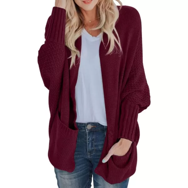 GRECERELLE Womens Batwing Sleeve Loose Open Front Casual Cardigan Long Sleeve Oversized Shawl Collar Sweater with Pockets