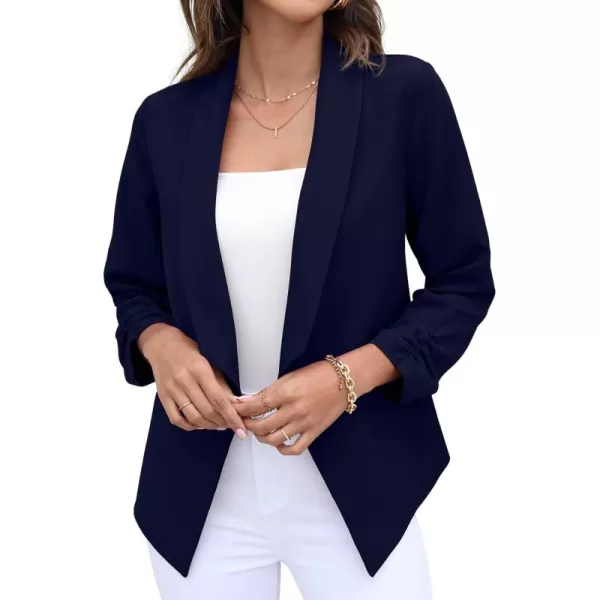 GRECERELLE Women's Blazer Suit Open Front Cardigan 3/4 Sleeve Fitted Jacket Casual Office Cropped Blazer