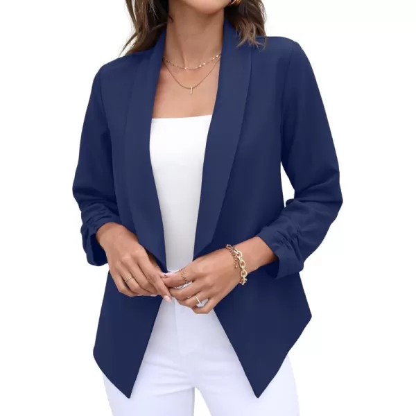 GRECERELLE Women's Blazer Suit Open Front Cardigan 3/4 Sleeve Fitted Jacket Casual Office Cropped Blazer
