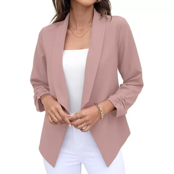 GRECERELLE Women's Blazer Suit Open Front Cardigan 3/4 Sleeve Fitted Jacket Casual Office Cropped Blazer