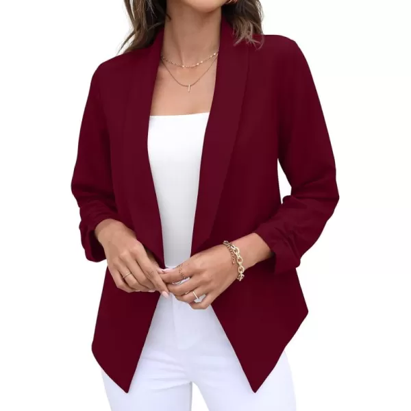 GRECERELLE Women's Blazer Suit Open Front Cardigan 3/4 Sleeve Fitted Jacket Casual Office Cropped Blazer