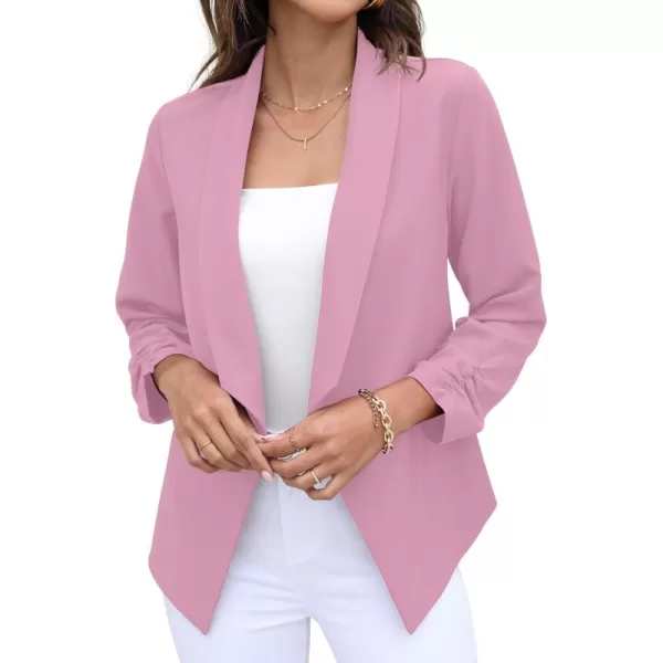 GRECERELLE Women's Blazer Suit Open Front Cardigan 3/4 Sleeve Fitted Jacket Casual Office Cropped Blazer