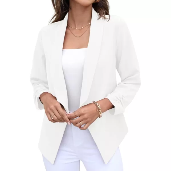 GRECERELLE Women's Blazer Suit Open Front Cardigan 3/4 Sleeve Fitted Jacket Casual Office Cropped Blazer