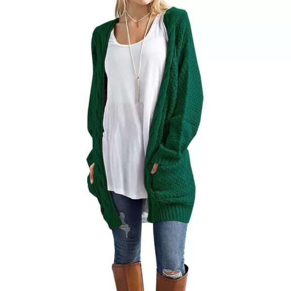 GRECERELLE Women's Loose Open Front Long Sleeve Chunky Knit Cable Cardigans Sweater with Pockets