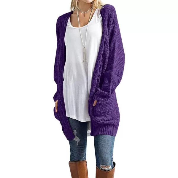 GRECERELLE Women's Loose Open Front Long Sleeve Chunky Knit Cable Cardigans Sweater with Pockets