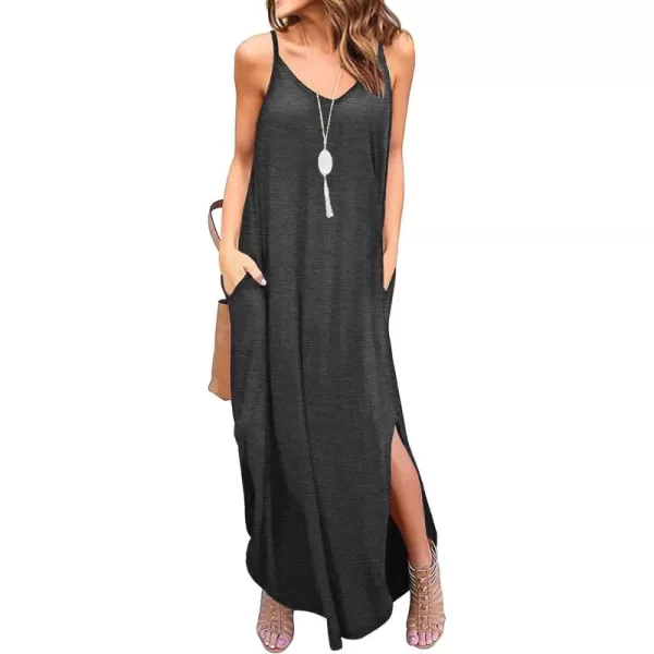GRECERELLE Women's Summer Casual Loose Dress Beach Cover Up Long Cami Maxi Dresses with Pocket
